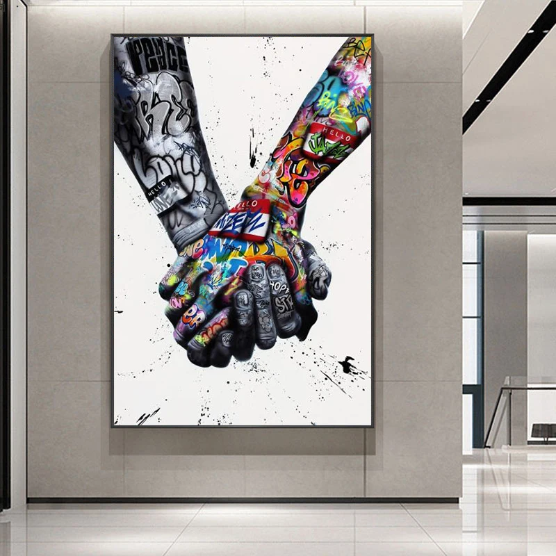 

Street Graffiti Art Lover Hands Canvas Posters Art Canvas Paintings Inspiration Artwork Wall Pictures for Living Room Cuadros