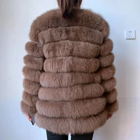 NEW 100 Real fur real fur fox coat outfit long sleeves quality silver fox women winter warm thick natural fox fur coats