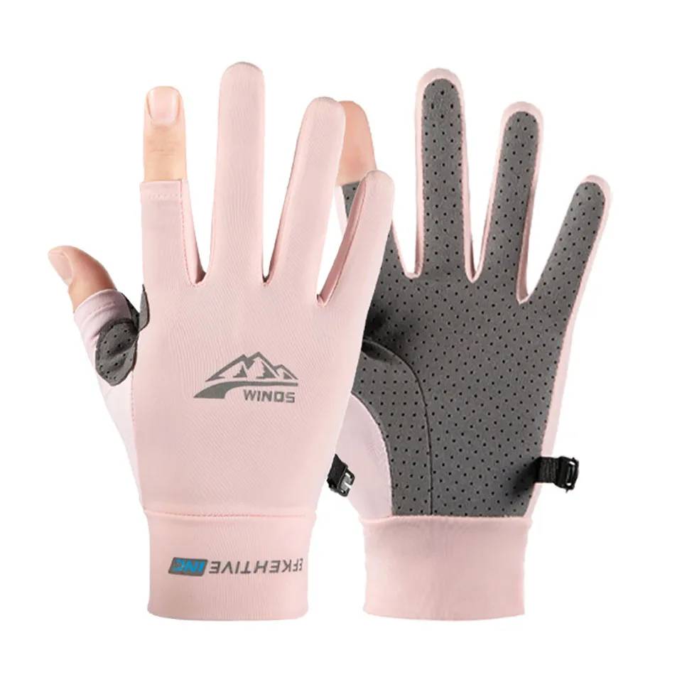 Перчатки для велоспорта LOOGDEEL Two Finger Cut из льняной шелковой ткани с защитой от УФ-лучей, легкие, дышащие, подходят для активного отдыха на природе, рыбалки и бега.