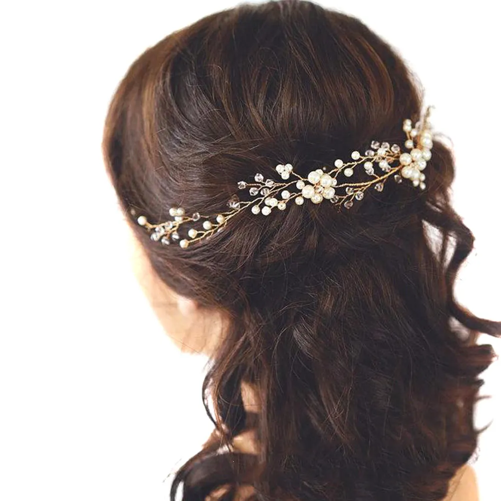 

Women Floral Bridal Handmade Imitation Pearl Headband Hair Jewelry Wedding Hair Accessories BUTT666