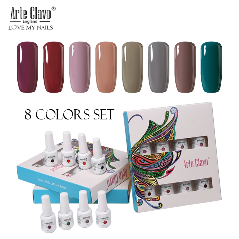 ZH01 Arte Clavo 8 Colors Gift Sets Box 8ml UV Gel Nail Polish Nail Art Gel Polish Vernis Semi Permanent Nail Primer Gel Varnishes - Цвет: ZH01
