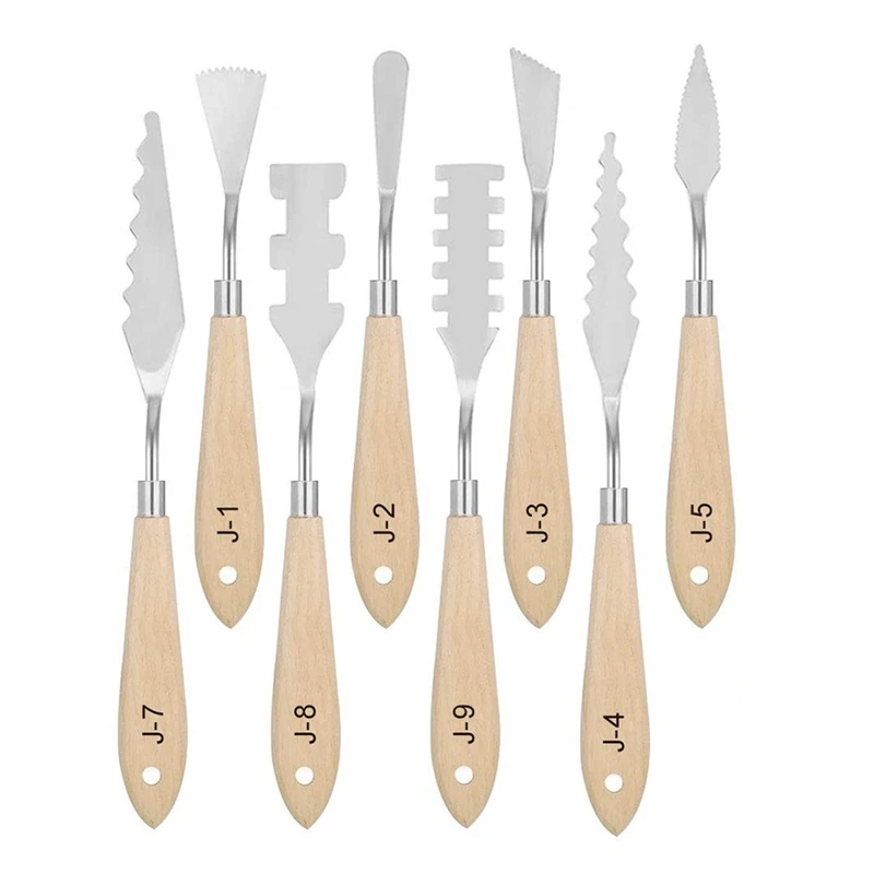

11Pcs Painting Knives Set Palette Knives Spatula Color Mixing Scraper, Art Tools with Wooden Handles & Different Shapes