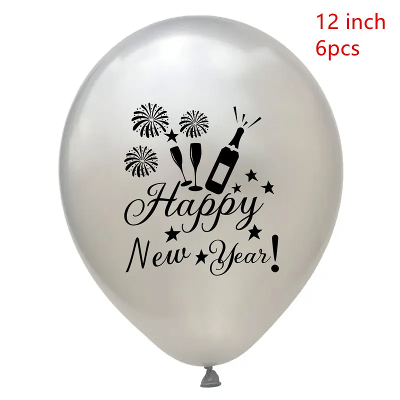 silver 6pcs Новогодние фольгированные шары, бутылка, радужные шары, новогодние украшения, черная звезда, испанский год, вечерние гелиевые шары - Цвет: silver 6pcs