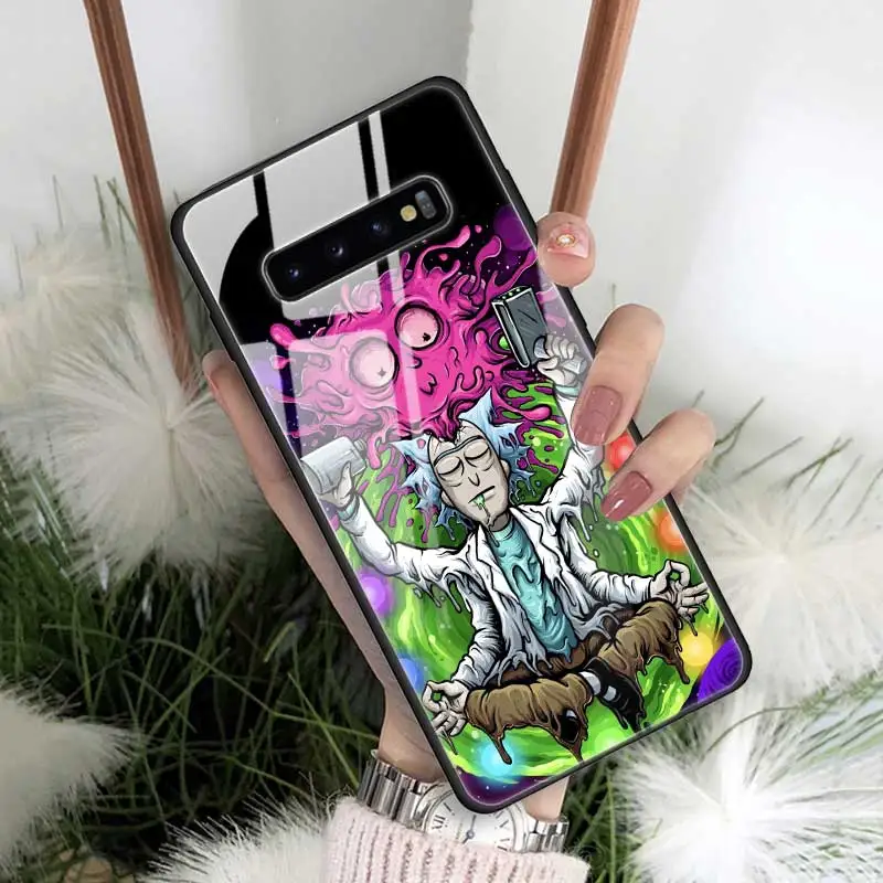 Чехол Rick And Morty из закаленного стекла для samsung Galaxy S10 S10e S9 S8 Note9 Note 10 Plus 5G A50 A30 края из ТПУ Fundas Capa