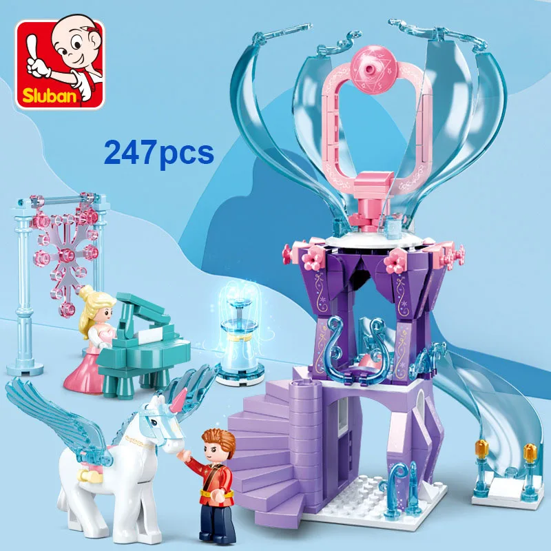 

447pcs SLuban Ice Carriage And Fairy Tale Castle Magic Forest Building Blocks Bricks Christmas Toys For Kids Snow White Gifts