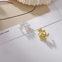 origin summer statement flower metallic clip earring for women girls minimalist gold silver metallic matte earring jewelry