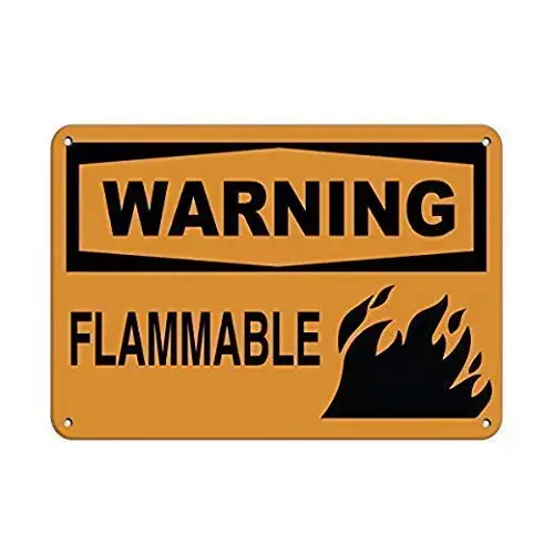 

Tin Sign Art 12x16 Flammable Warning Wall Decor