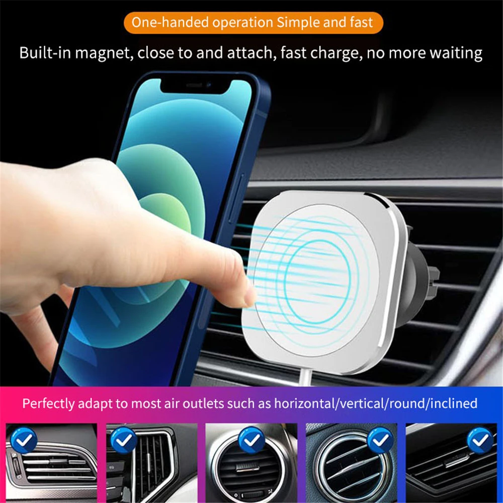 

Newest Magnetic Charger Car Mount For Magsafe iPhone 12 Pro Pro Max 12Mini 15W Fast Charging Vent Installation Phone Holder