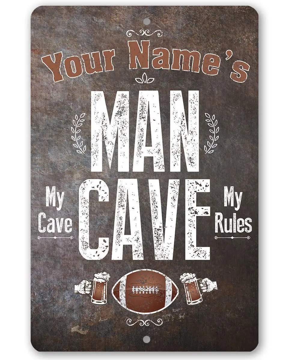 

Personalized Man Cave Decor - Durable Metal Sign - 8" x 12" or 12" x 18" Use Indoor/Outdoor - Great Father's Day and Birthday