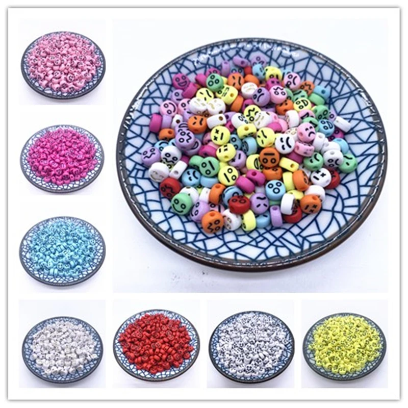 Новые акриловые разделенные бусины 100 шт./лот 7x4 мм круглой формы забавные