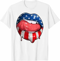 4th of july patriotic hot lips american flag vintage t shirt