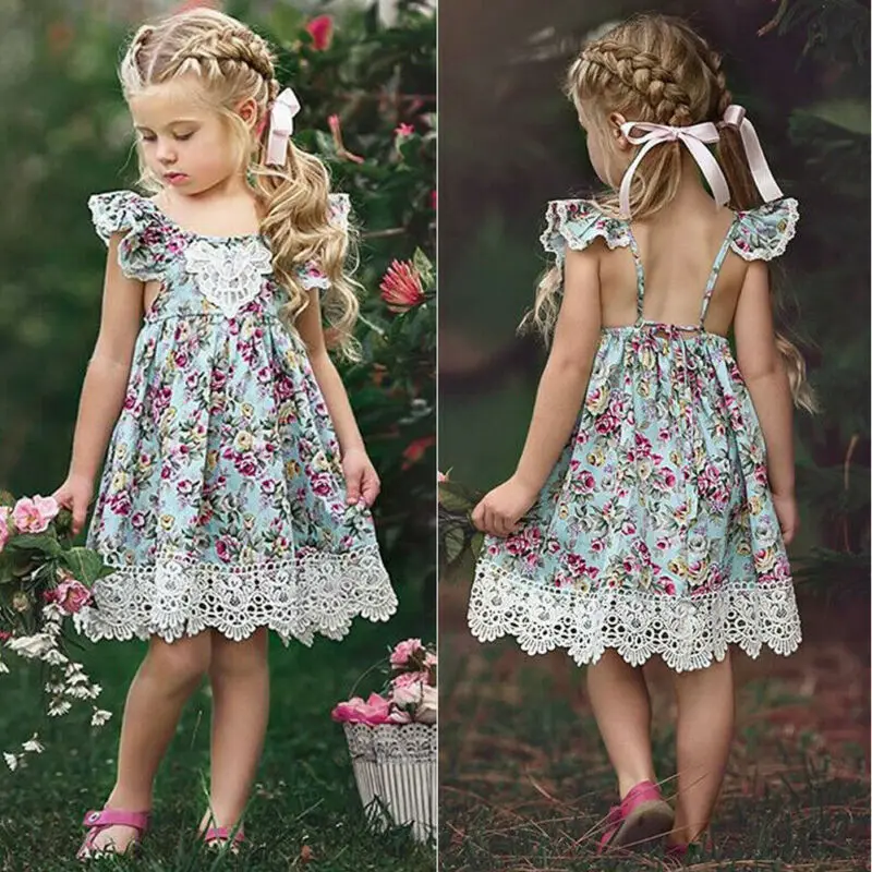 Summer Cute Baby Kid Girl Dress Toddler Princess Party Floral Print Tutu Dresses | Детская одежда и обувь