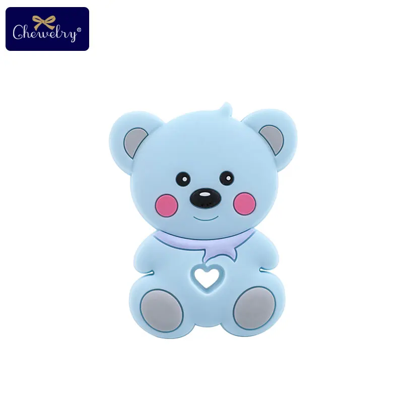 Blue 1 шт. BPA бесплатно Teddy Bear зубной прорезыватель для малышей силиконовый мультфильм животных грызунов Прорезыватель для зубов для младенцев Ожерелье Подвеска для детей игрушки - Цвет: Blue