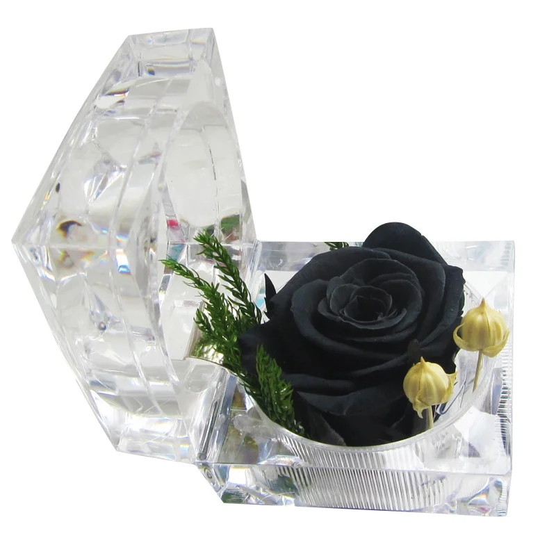 Изысканный вечный цветок красная роза предложение кольцо коробка акриловая