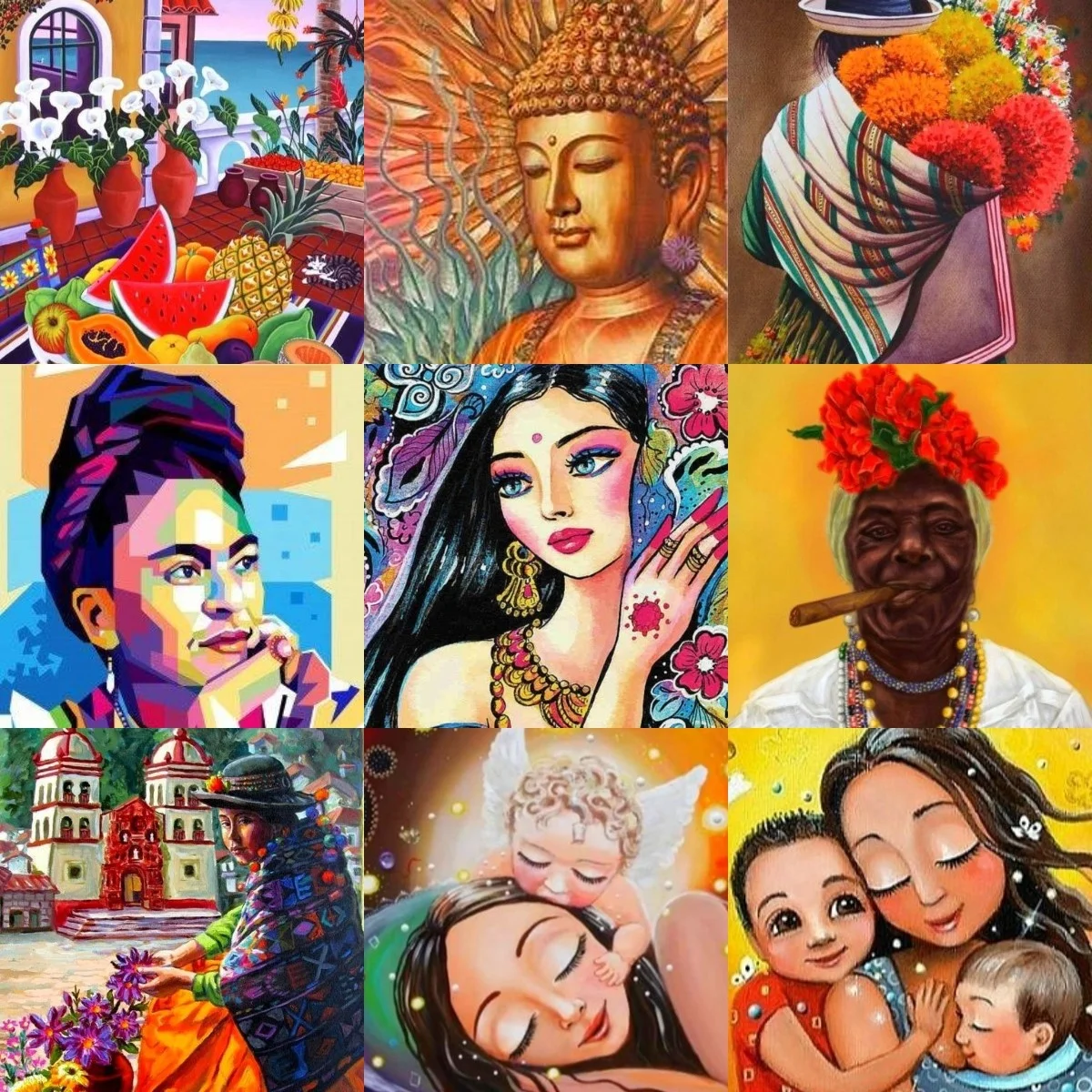 

Diamond Painting Women Buddha Tibetan Angel Full Round Diamond Embroidery Flower 5D DIY Mosaic Rhinestone Picture Home Decor