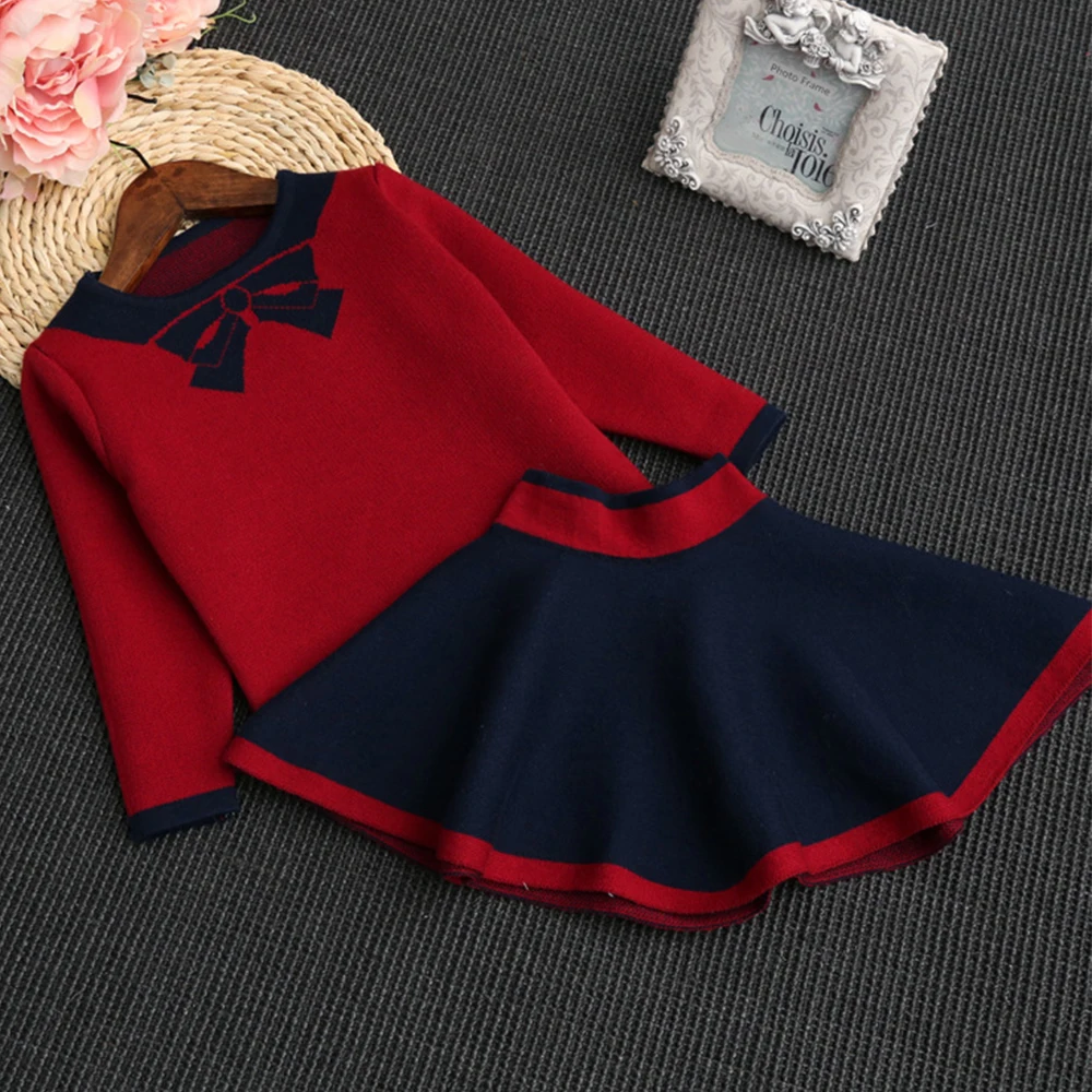 Детский трикотажный комплект из топа и платья на осень|girls clothing sets|clothing setsfashion girl |