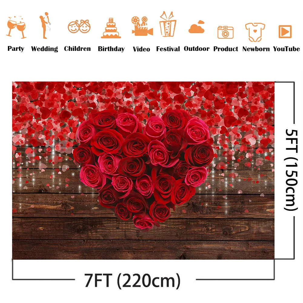 Фон для фотосъемки с изображением роз и цветов на День святого Валентина |