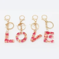 flower letters key chains for women glitter acrylic a z alphabet key ring men phone charm key holder for keys cute pendant bag
