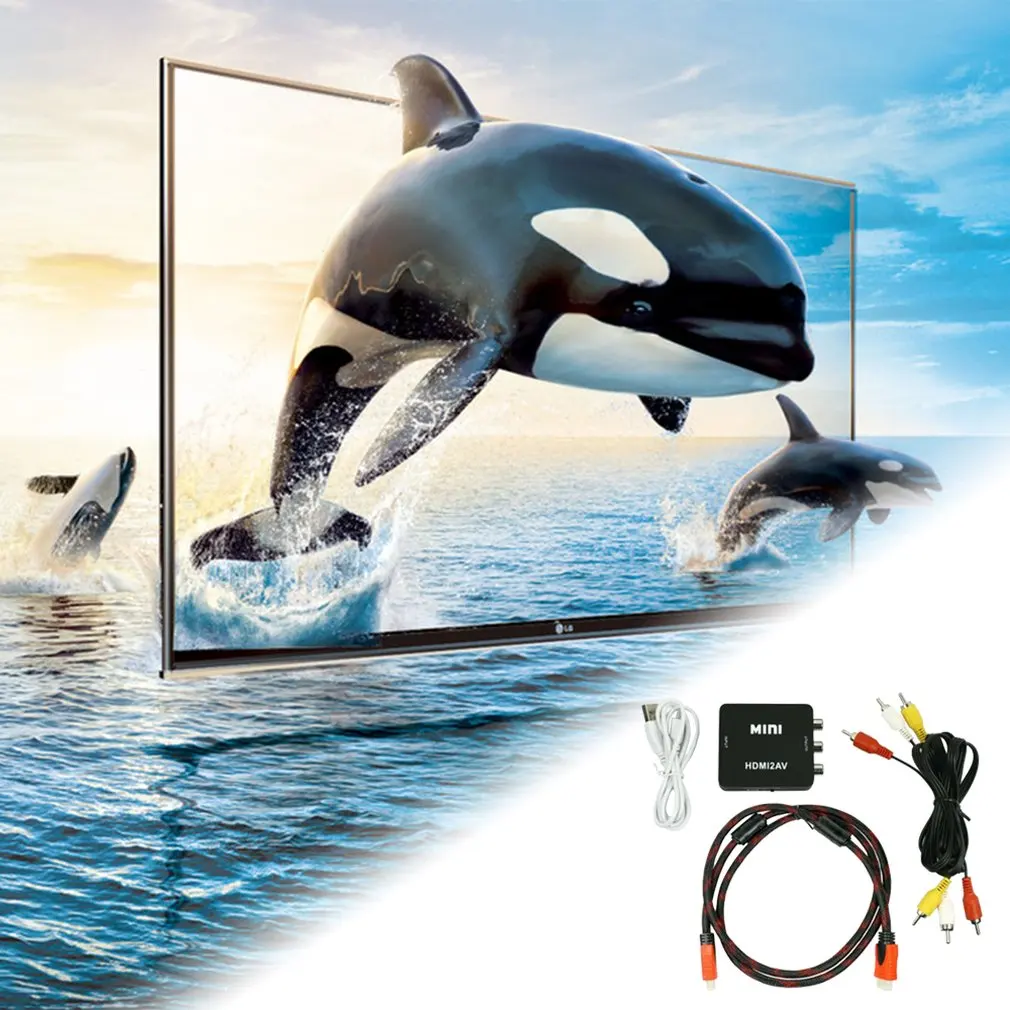 Мини HDMI в композитный CVBS RCA AV видео конвертер адаптер 1080p с кабелями Поддержка NTSC