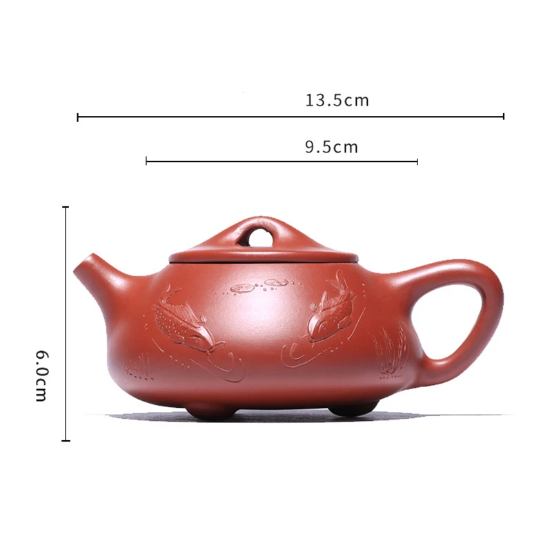 

Handpainted fish yixing teapot handmade kung fu kettle with gfit box