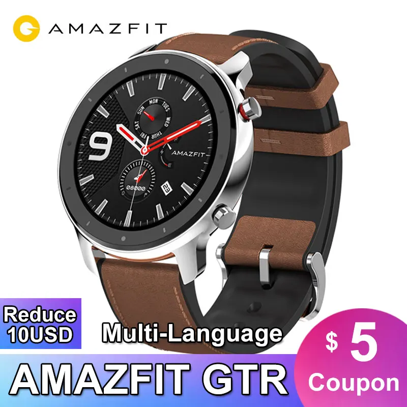смарт часы Amazfit GTR 47 мм Xiaomi Huami 5ATM водонепроницаемые спортивные Смарт 24 батарея