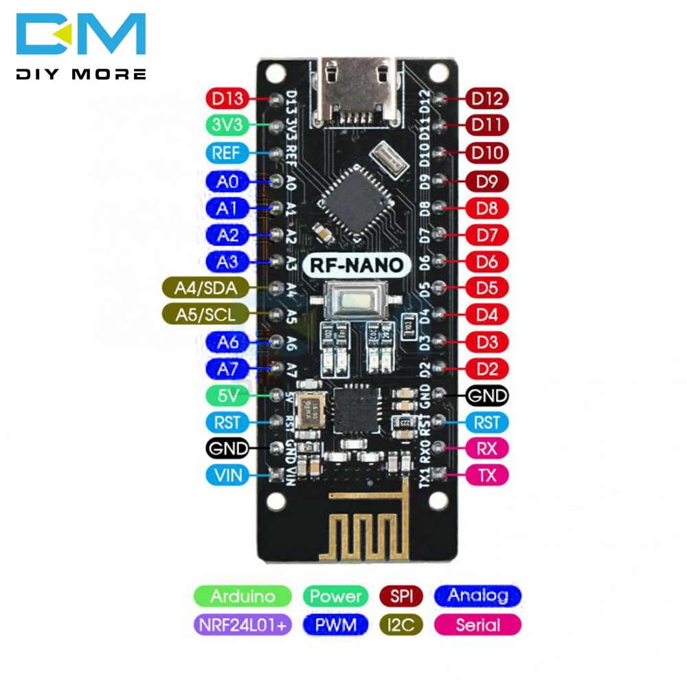 Nano V3.0 CH340 RF-Nano Micro USB плата ATmega328P QFN32 5V 16M Integrate NRF24l01+ 2,4G Беспроводная для Arduino