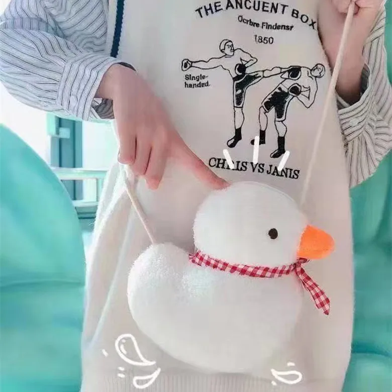 

Ins Web Celebrity Cartoon Cute Picnic Duck Crossbody Bag Plush Toy Male And Female Shoulder Bag Pocket Wallet