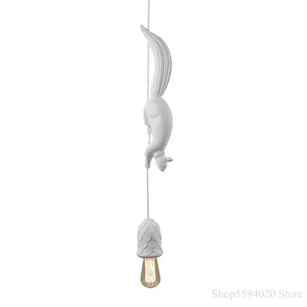 

Nordic Resin Animal Chandelier Bedroom Children's Room Lamp Clothing Store Front Indoor Lighting Squirrel Hanging Light Fixture