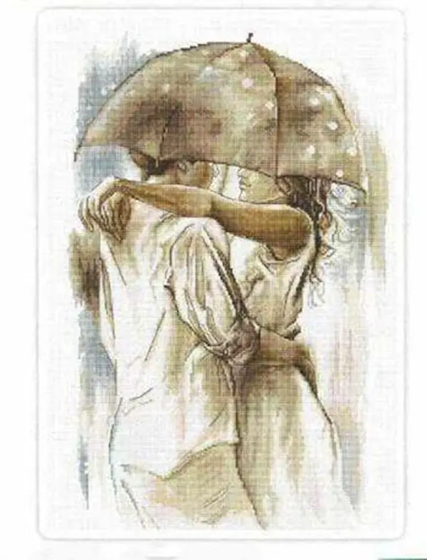 

Luca-S B2293 Lovers under the umbrella 41-58 Cross Stitch Kit Packages Counted Cross-Stitching Kits Cross stich Painting Set