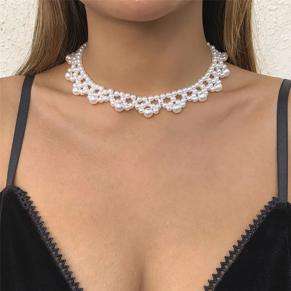 

Cosysail Bohemian Multi Layer Simulated Round Pearl Choker Necklace Collar for Women Clavicle Chain Necklace Wedding Jewelry