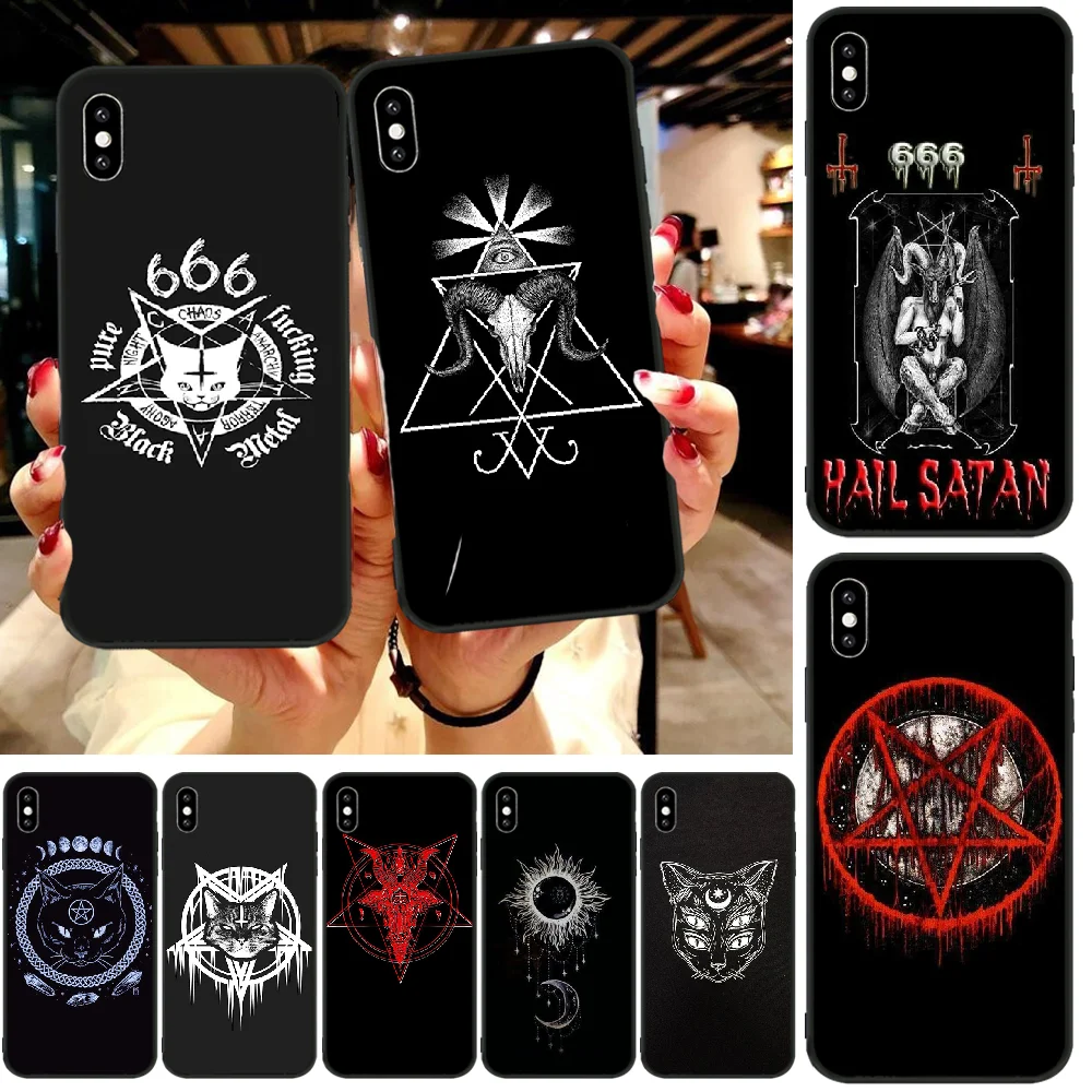 Пентаграмма 666 демонический черный мягкий чехол для телефона Capa iphone6 6s plus 7 8 X XR XS MAX