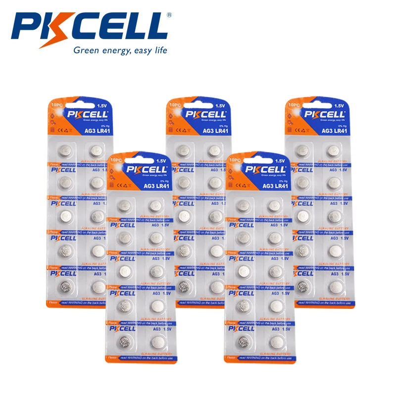 Аккумулятор для часов PKCELL AG3 1 5 392 192A LR736 50 шт./5 карт 192 в 30 мАч | Электроника