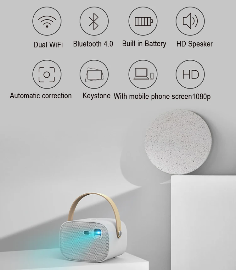 

Mini portable Vertical Keystone Correction M5 wifi video projectors full HD 1080P smart Android DLP projector