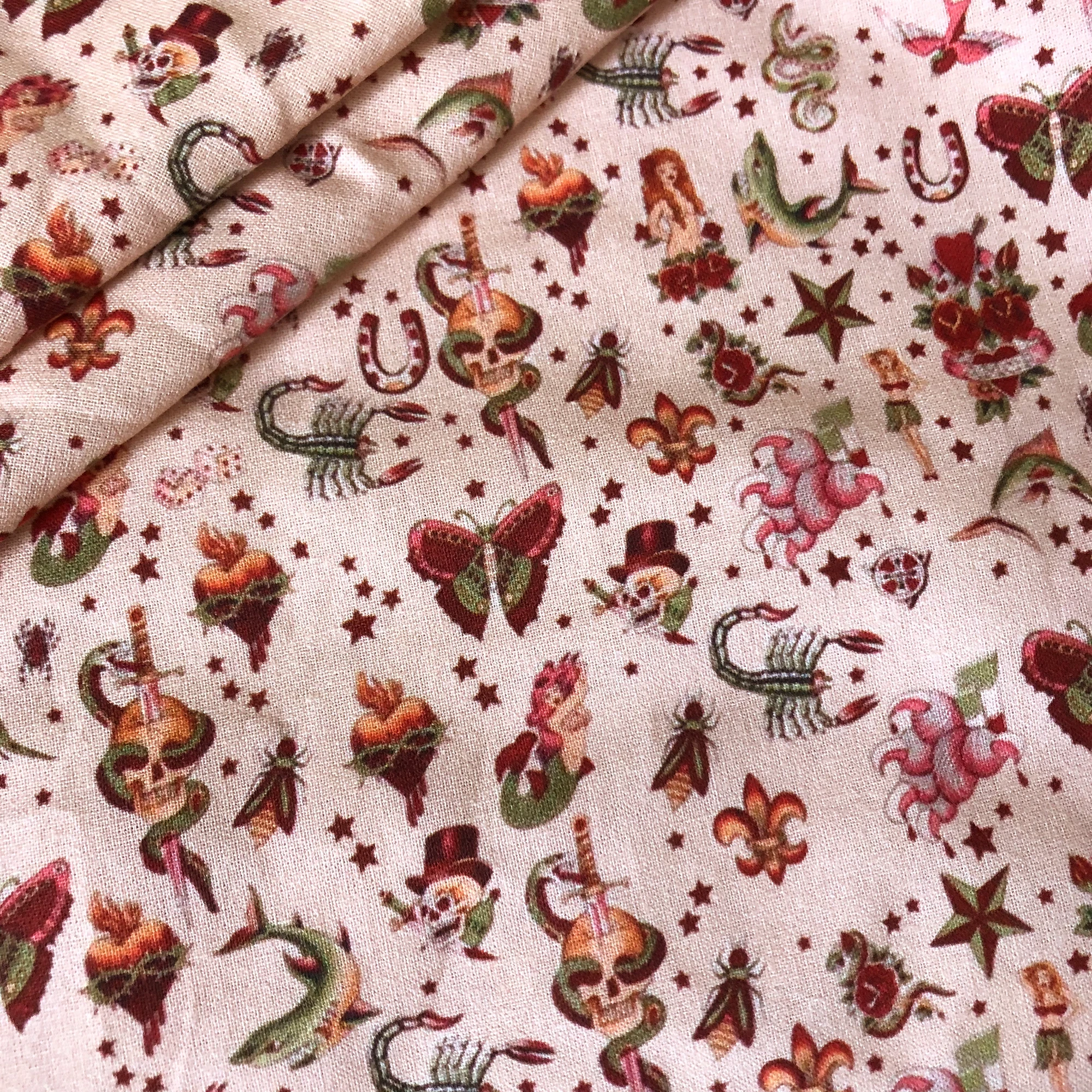 Полиэстер-хлопок/чистый хлопок/стрейч/ткань для купальников Весенний бабочка для детских тканей домашнего текстиля, шитья кукол, 50*145 см.