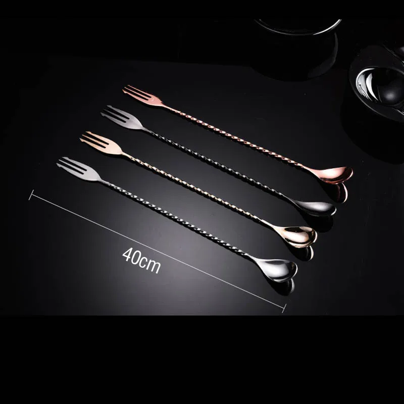 

Three-prong Fine Spiral Pattern Long Spoon Bar Party Dance Party Stirring Spoon Cocktail Whiskey Champagne Spoon Fork