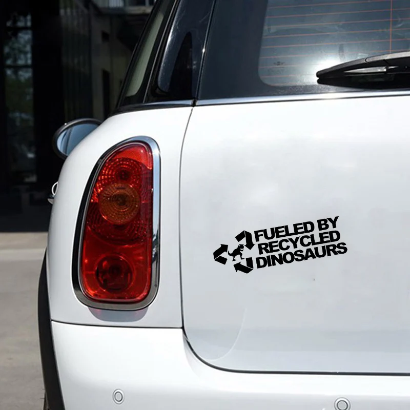 Car Sticker Fashion FUELED BY RECYCLED DINOSAURS Funny 3D Stickers On Styling Creative 14CM*4.5CM | Автомобили и мотоциклы