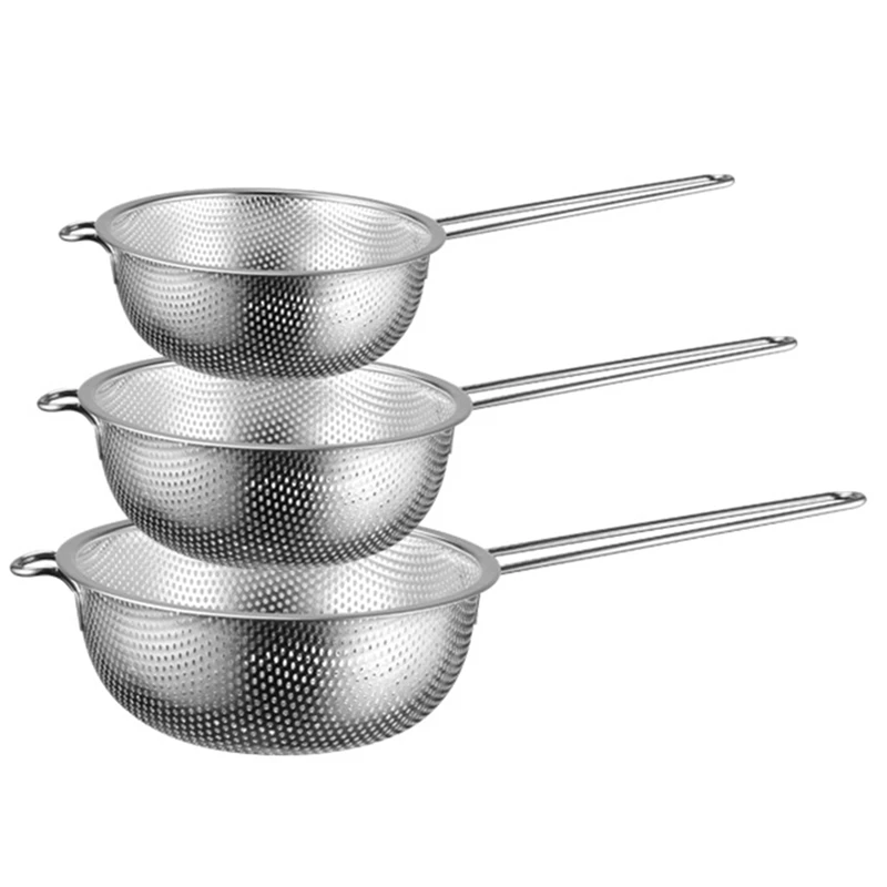 

Stainless Steel Drain Basket Single Handle Rice Basin Fruit Basket Vegetable Washing Basket Vegetable Sieve