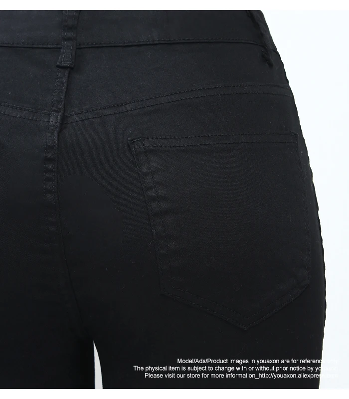 Женские узкие джинсы Youaxon черные эластичные брюки карандаш с золотистыми