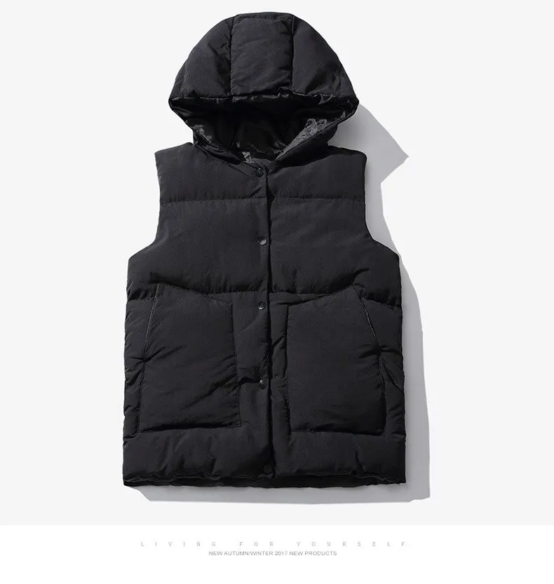 Жилет с капюшоном Осенняя мужская одежда Куртка без рукавов Уличная на пуговицах