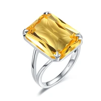 szjinao silver rings for women 925 sterling silver yellow cristal shiny created citrine designer antique silver fine jewelry new