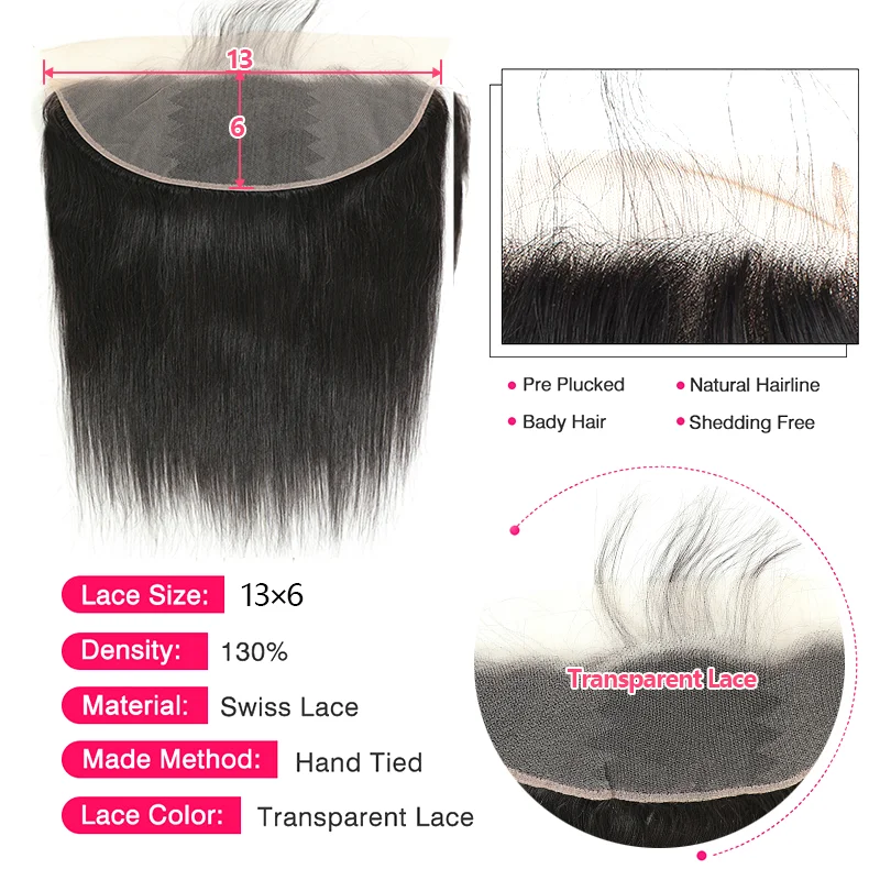 Queenlife 40 42 Inch Straight Human Hair Bundles With 13x4 Frontal Pre Plucked Brazilian Virgin Lace 3 | Шиньоны и парики