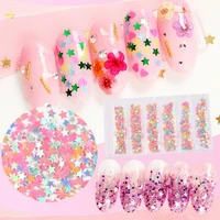 1bagset heart shape nail art glitter stars shape flakes 3d multi colored neon sequins polish nails decoration