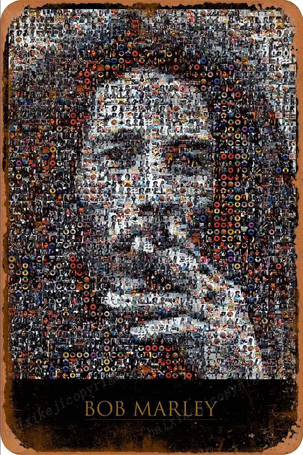 

Bob Marley Mosaic Poster Tin Sign Vintage Metal Sign Poster Home Wall Decor Cafe Bar Pub Club Gift