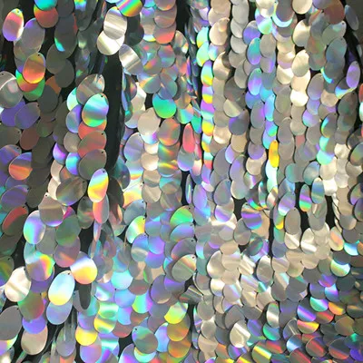 Rainbow Silver Эффективная симфония Лазерная эллиптическая большая Дыня Блестки Кружева блестками градиентная ткань - Цвет: Rainbow Silver
