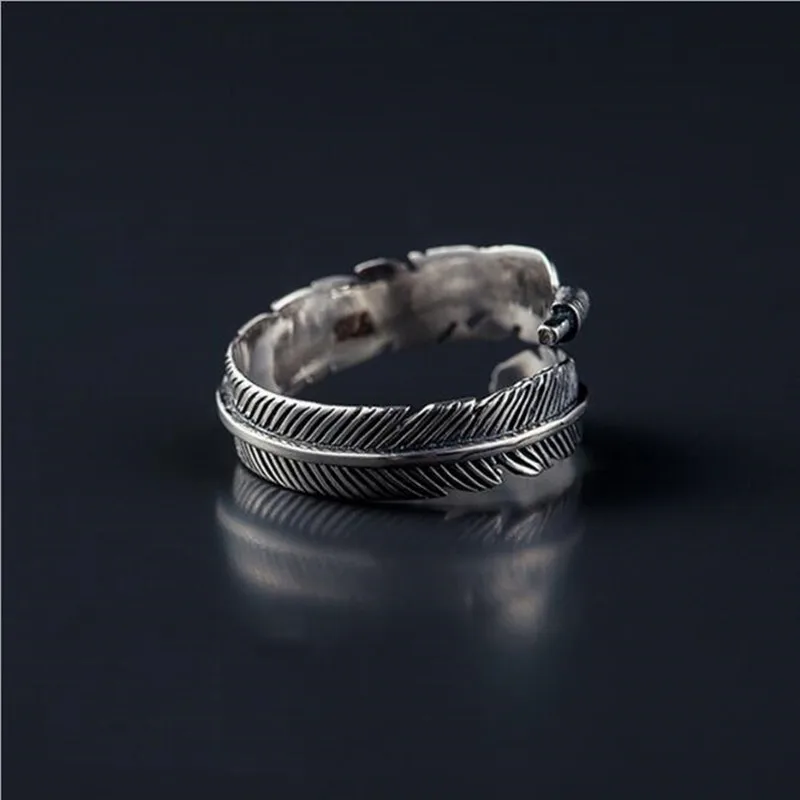 

Retro High-quality Silver Jewelry Thai Silver Not Allergic Personality Feathers Arrow Opening Rings SR239