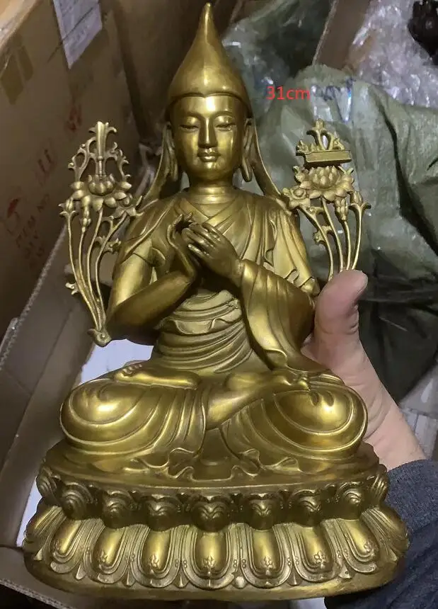 13 дюймов Китай тибетский буддизм бронзовый tsongkhкак Guru статуя монаха Будды (выбор