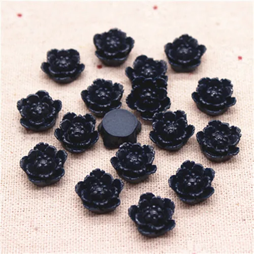 navy blue 50pcs 50 шт 15 мм смесь цветов смолы цветок FlatBack Кабошон DIY Ювелирные изделия/украшения для телефона - Цвет: navy blue 50pcs