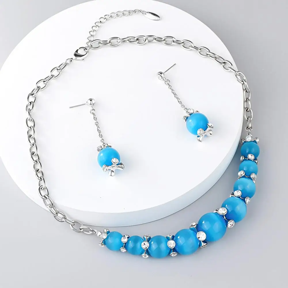 

Viennois Luxury Jewelry Set For Women Colorful Rhinestone Beaded Necklace and Earrings Bridal jewelry set
