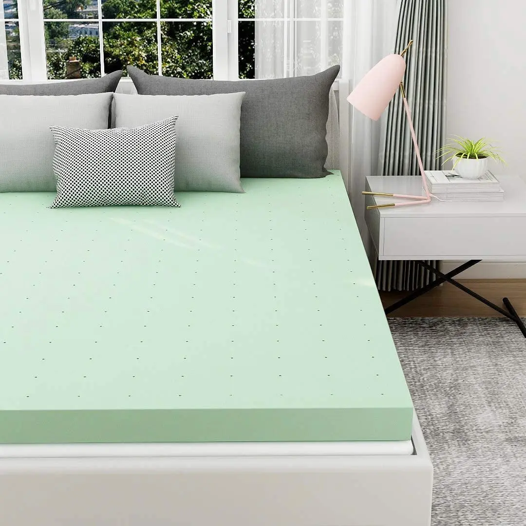 

Milemont Mattress Topper, 3 inch Twin Size Memory Foam Mattress Bed Pad Green Tea Ventilated Design