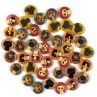 300pcs wooden round cat buttons for clothing needlework scrapbooking wood botones decorative crafts diy accessories